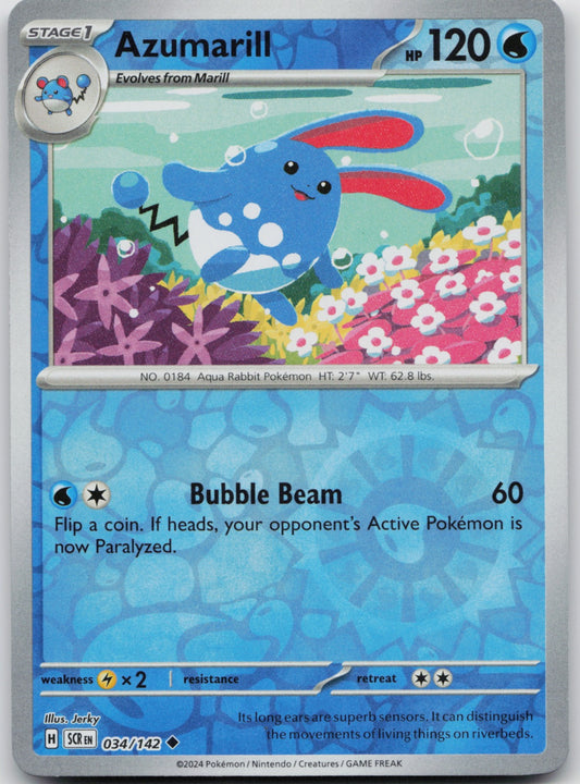 Azumarill Reverse Holo Uncommon SV07: Stellar Crown 034/142 NM