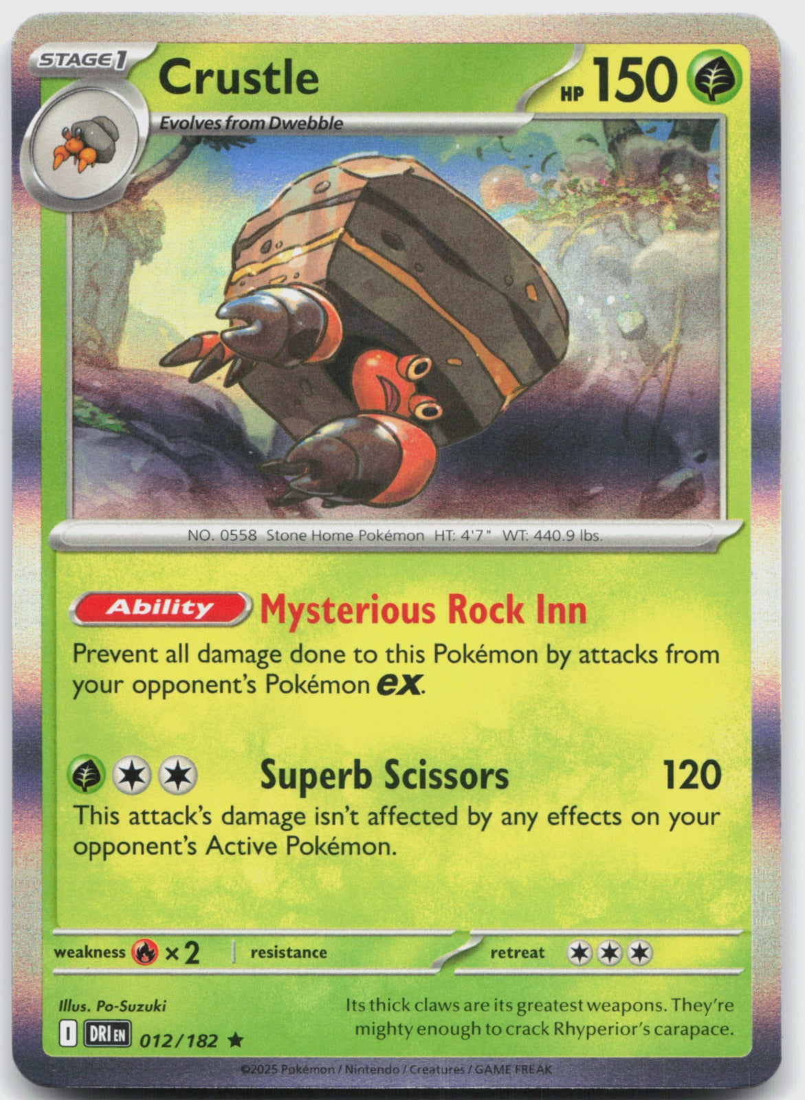 Crustle Holo Rare SV10: Destined Rivals 012/182 NM