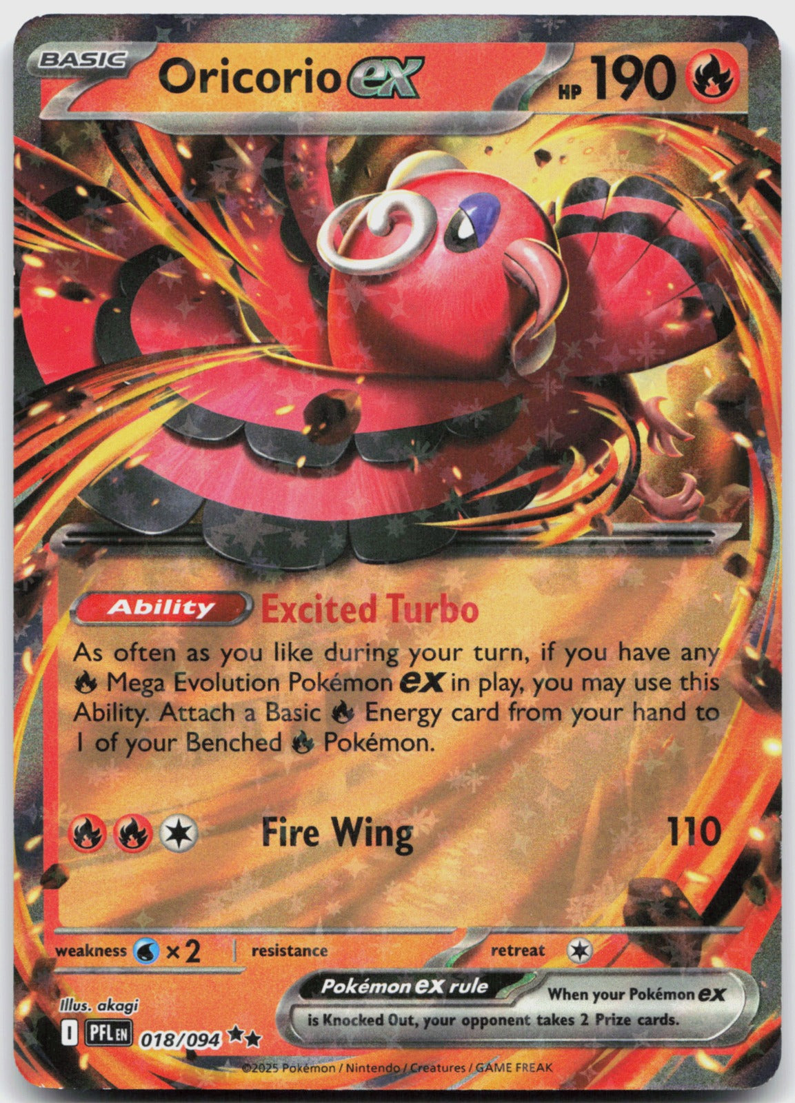 Oricorio ex Holo Double Rare ME02: Phantasmal Flames 018/094 NM