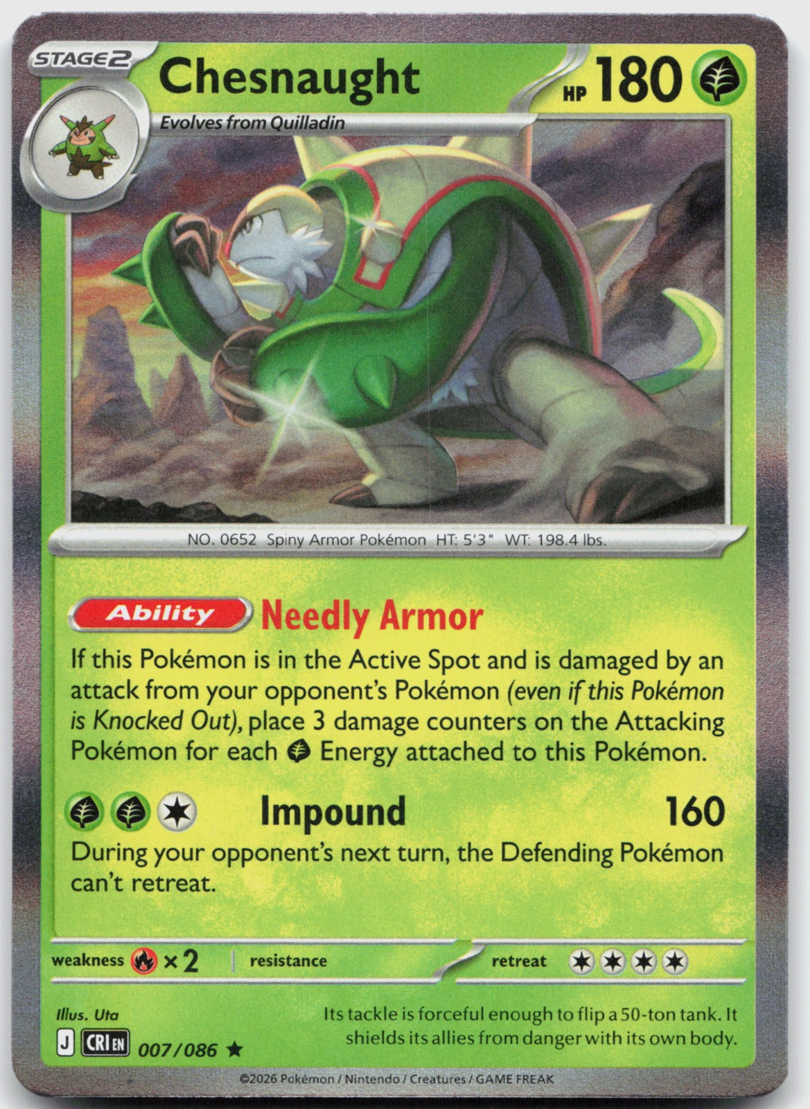 Chesnaught Holo Rare ME04: Chaos Rising 007/086 NM