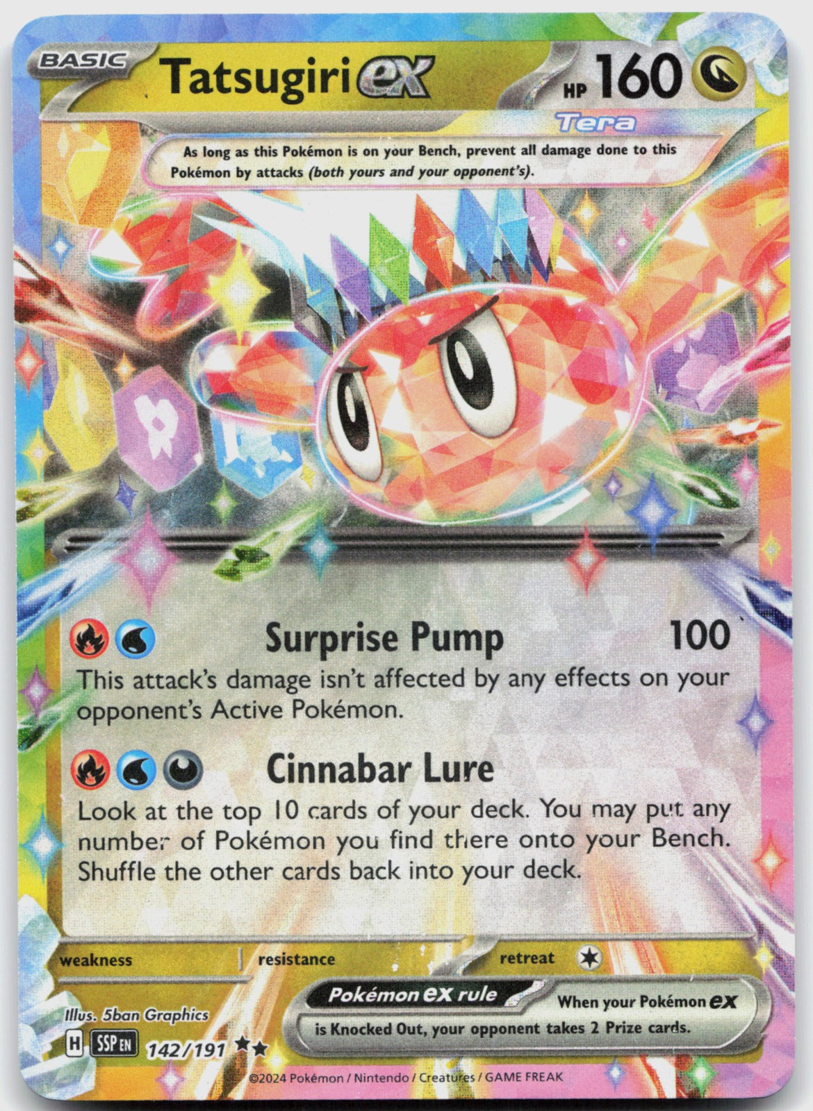 Tatsugiri ex Holo Double Rare SV08: Surging Sparks 142/191 NM