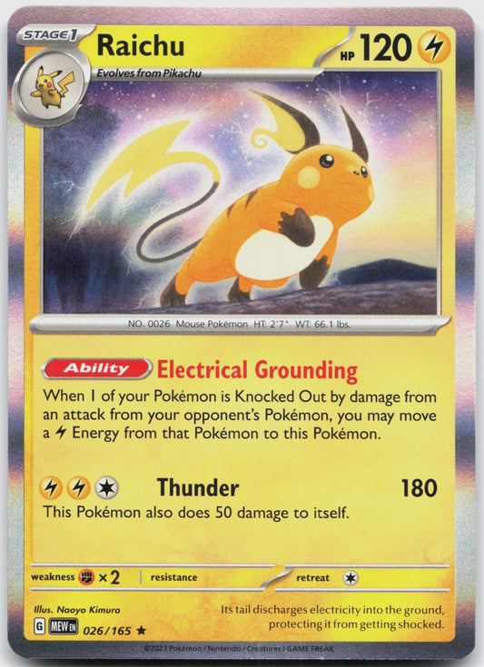 Raichu Holo Rare SV: Scarlet & Violet 151 026/165 NM