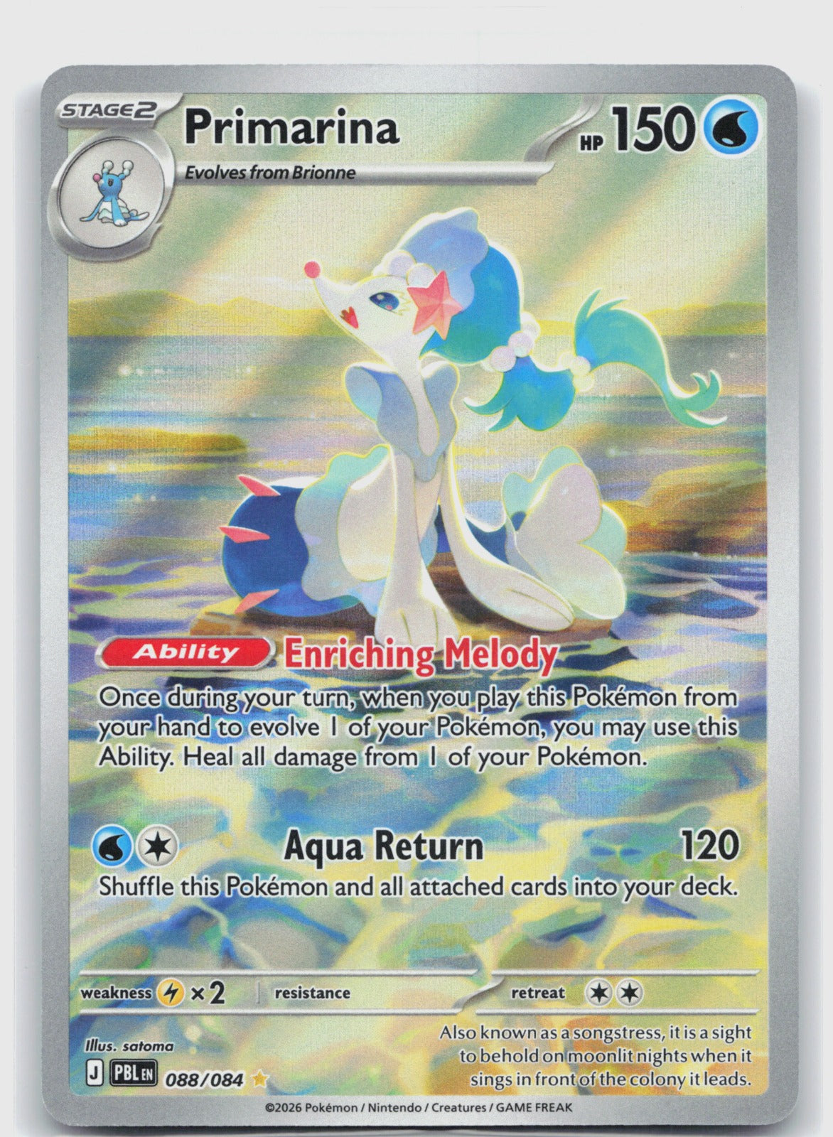Primarina Holo Illustration Rare ME05: Pitch Black 088/084 NM