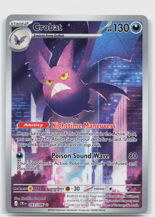 Crobat Holo Illustration Rare ME04: Chaos Rising 093/086 NM