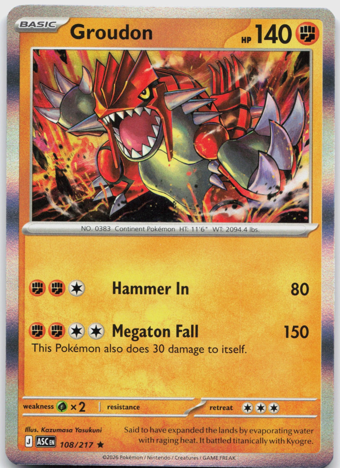 Groudon Holo Rare ME: Ascended Heroes 108/217 NM
