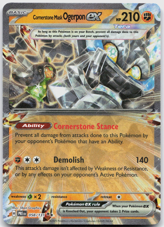 Cornerstone Mask Ogerpon ex Holo Double Rare SV: Prismatic Evolutions 058/131 NM