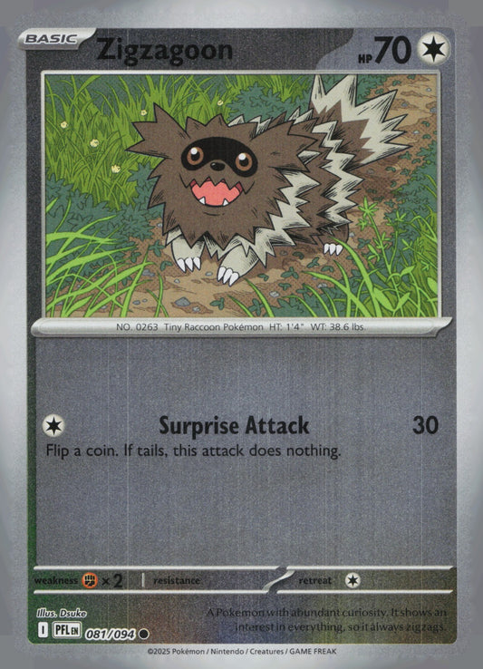 Zigzagoon Reverse Holo Common ME02: Phantasmal Flames 081/094 NM