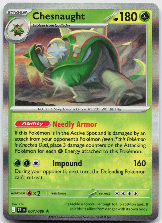 Chesnaught Holo Rare ME04: Chaos Rising 007/086 NM