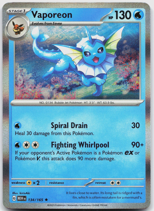 Vaporeon Holo Rare SV: Scarlet & Violet 151 134/165 NM