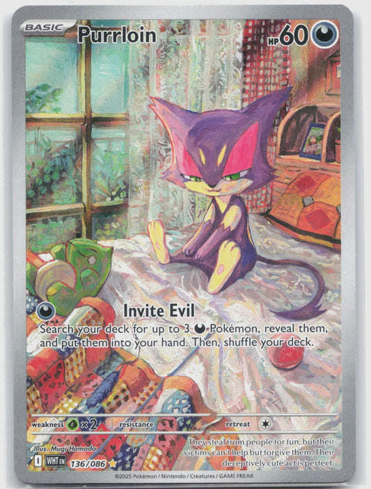 Purrloin Holo Illustration Rare SV: White Flare 136/086 NM