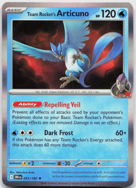 Team Rocket's Articuno Holo Rare SV10: Destined Rivals 051/182 NM