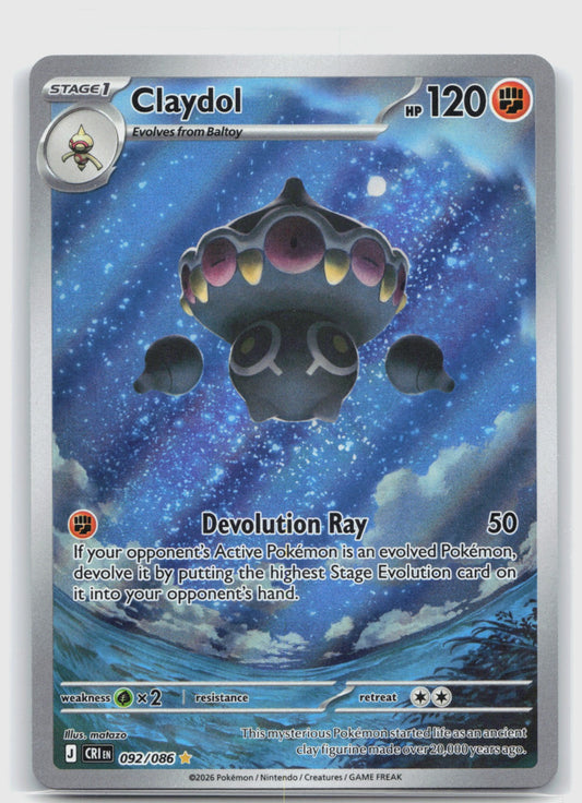 Claydol Holo Illustration Rare ME04: Chaos Rising 092/086 NM