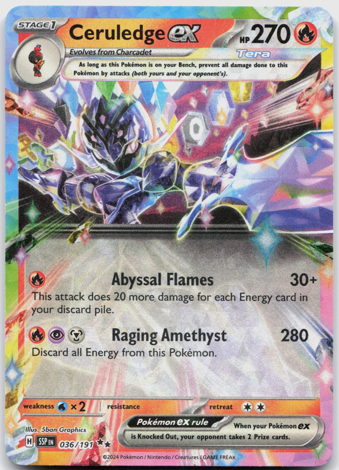 Ceruledge ex Holo Double Rare SV08: Surging Sparks 036/191 NM