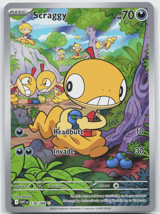 Scraggy Holo Illustration Rare SV: White Flare 138/086 NM