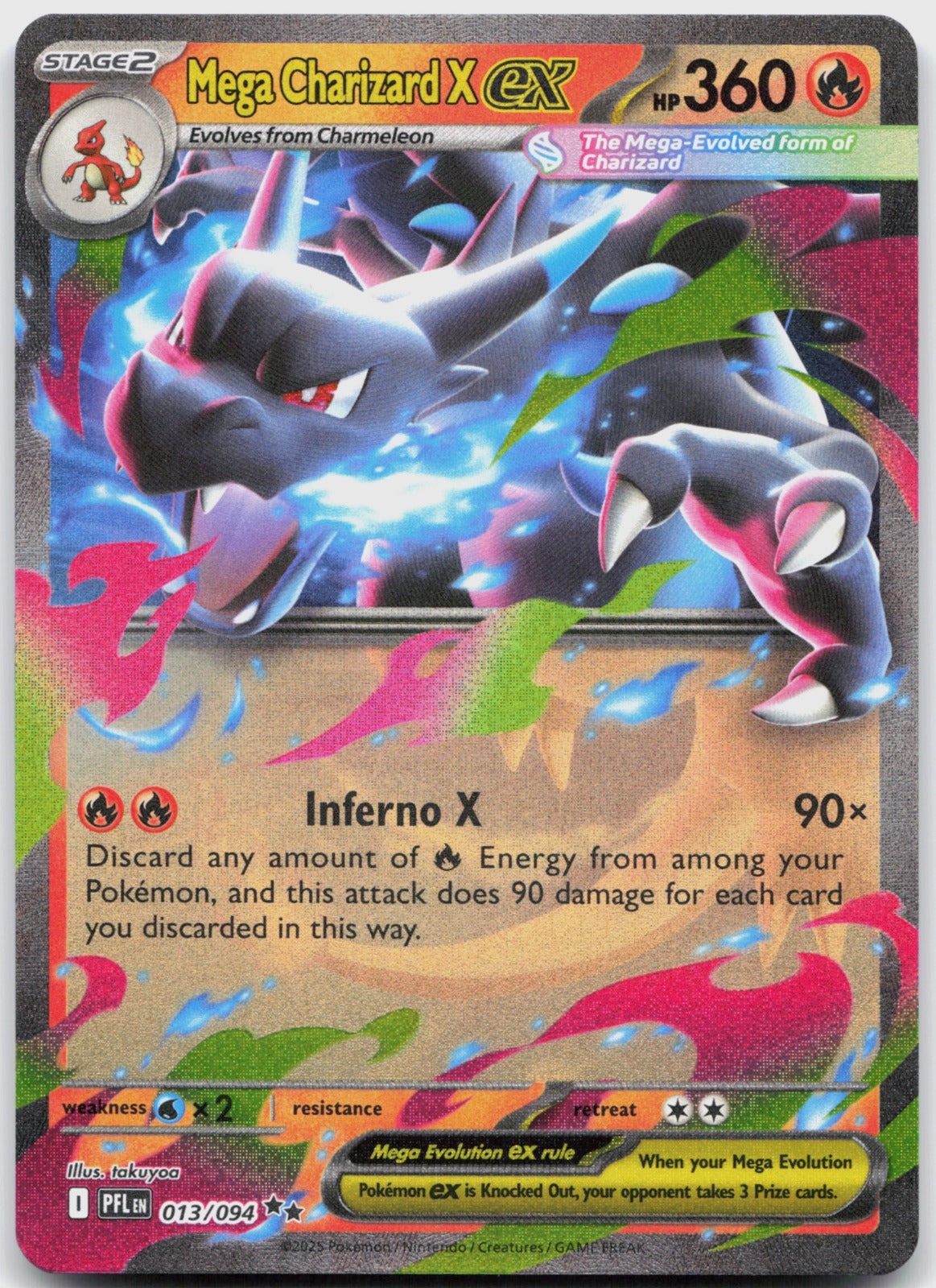 Mega Charizard X ex Holo Double Rare ME02: Phantasmal Flames 013/094 NM