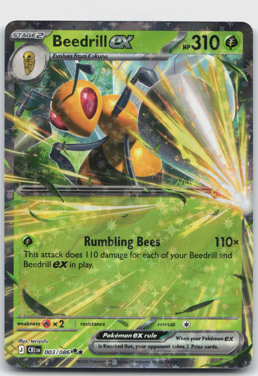 Beedrill ex Holo Double Rare ME04: Chaos Rising 003/086 NM