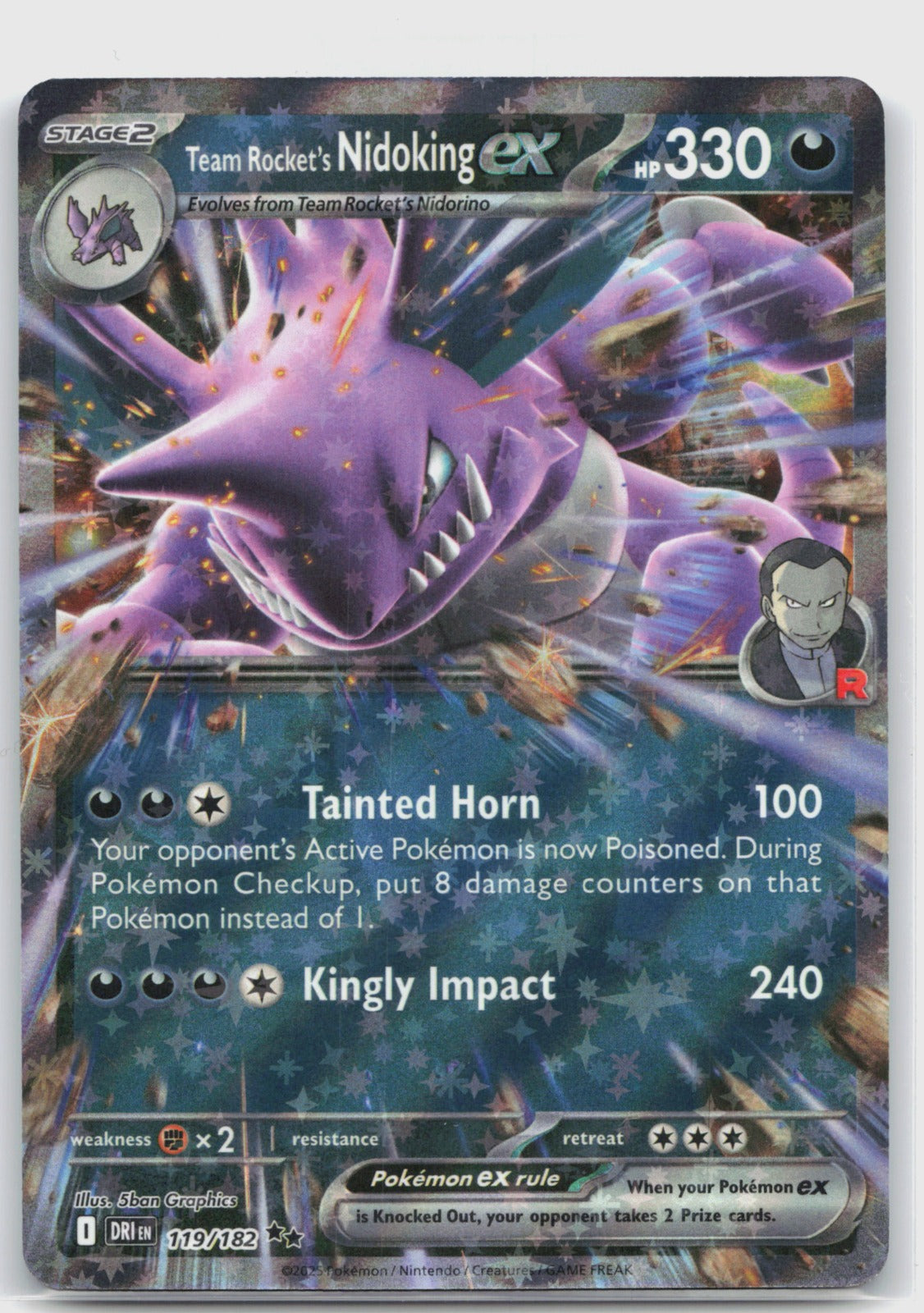 Team Rocket's Nidoking ex Holo Double Rare SV10: Destined Rivals 119/182 NM