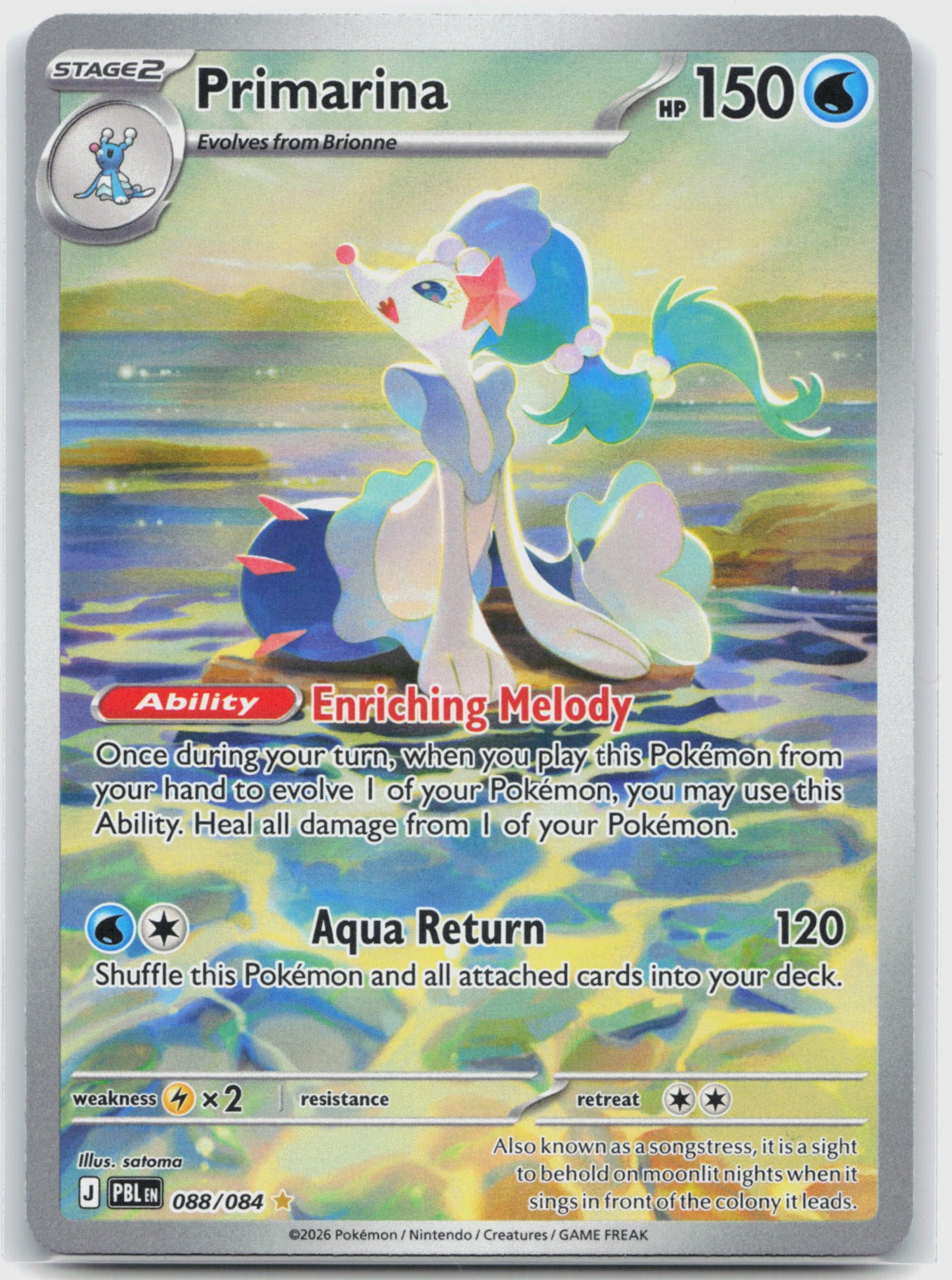 Primarina Holo Illustration Rare ME05: Pitch Black 088/084 NM