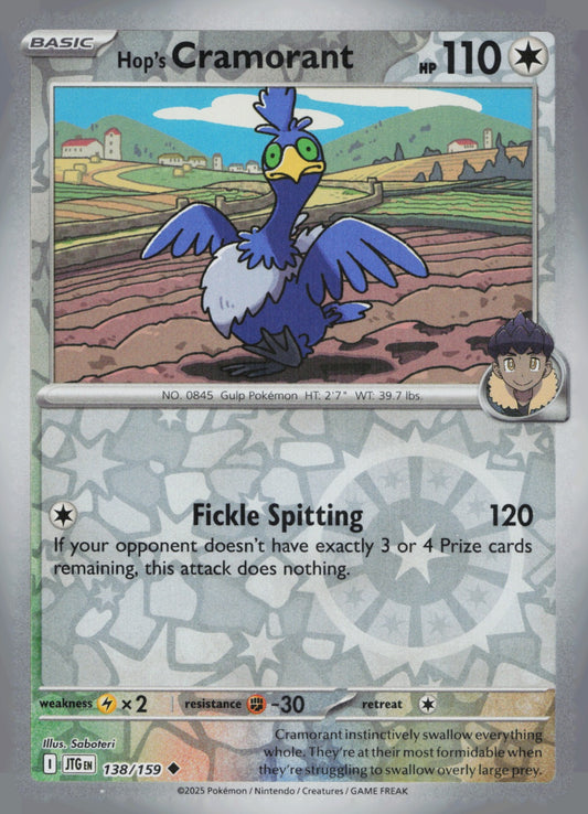 Hop's Cramorant Reverse Holo Uncommon SV09: Journey Together 138/159 NM