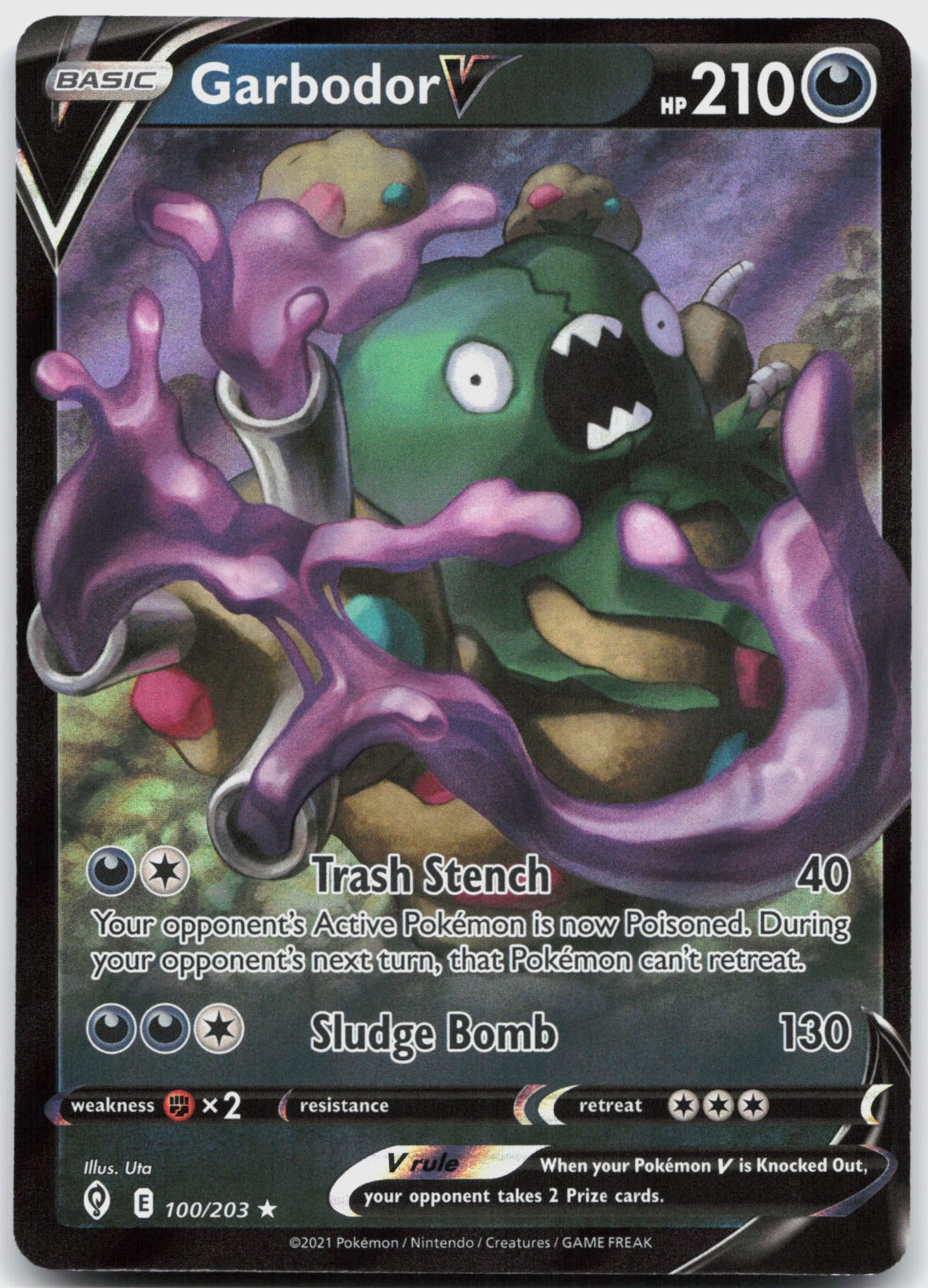 Garbodor V Holo Ultra Rare SWSH07: Evolving Skies 100/203 NM