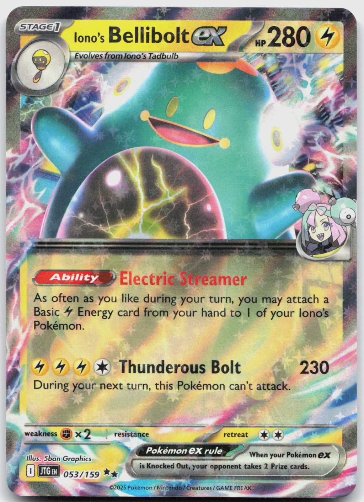 Iono's Bellibolt ex Holo Double Rare SV09: Journey Together 053/159 NM