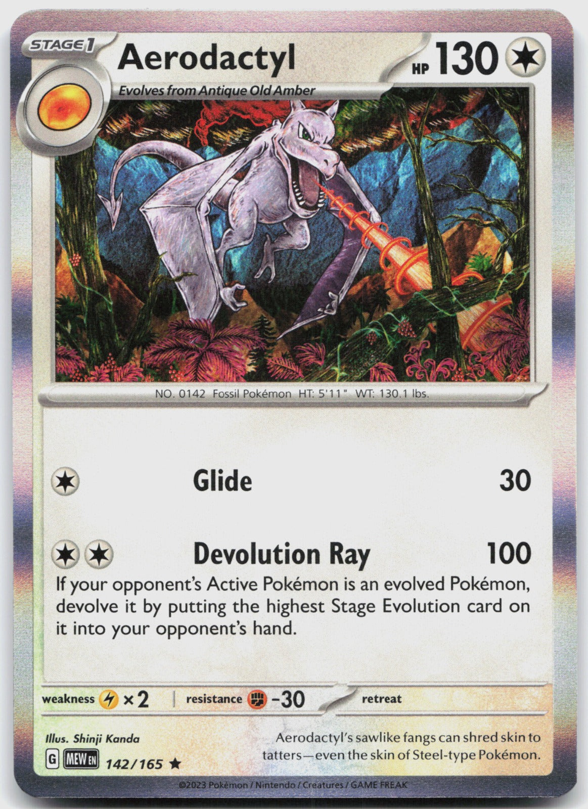 Aerodactyl Holo Rare SV: Scarlet & Violet 151 142/165 NM