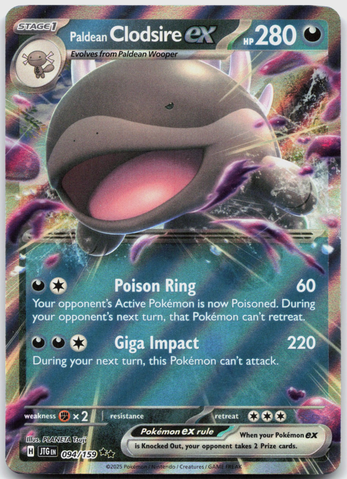 Paldean Clodsire ex Holo Double Rare SV09: Journey Together 094/159 NM