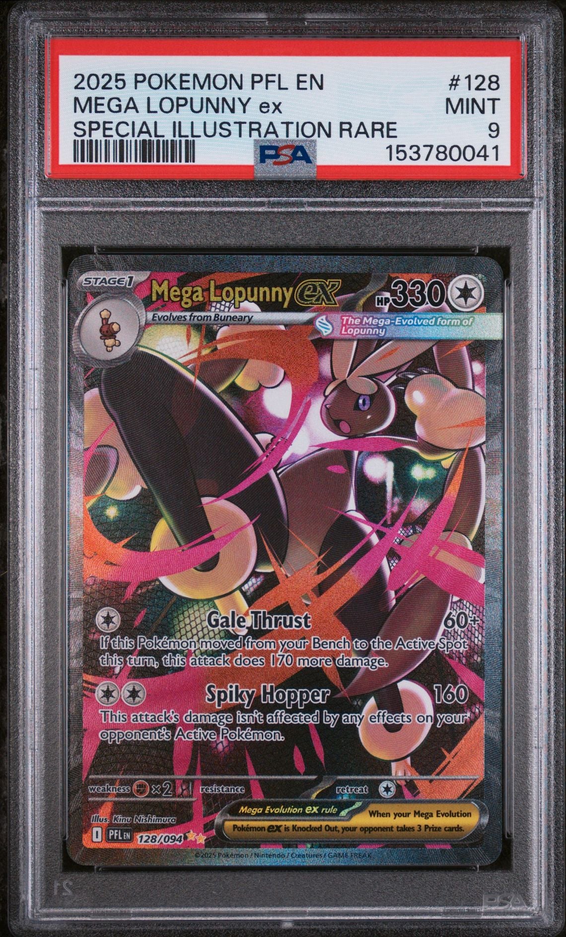 PSA 9 Mega Lopunny ex Special Illustration Rare ME02: Phantasmal Flames 128/094