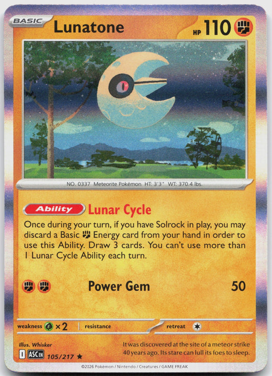 Lunatone Holo Rare ME: Ascended Heroes 105/217 NM