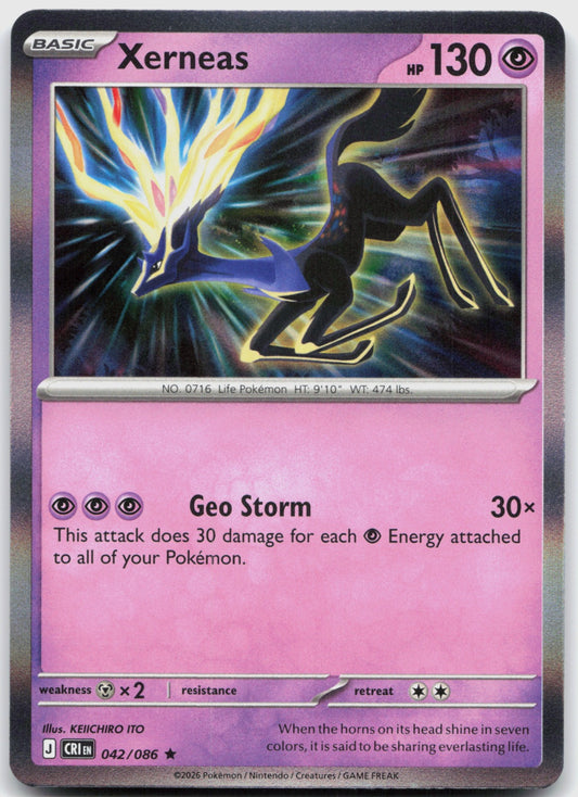 Xerneas Holo Rare ME04: Chaos Rising 042/086 NM