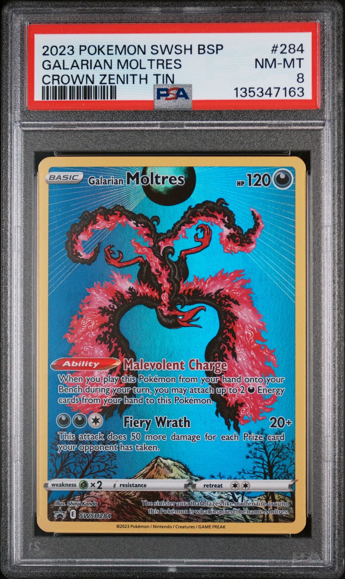 PSA 8 Galarian Moltres Crown Zenith Tin Promo SWSH: Crown Zenith SWSH284