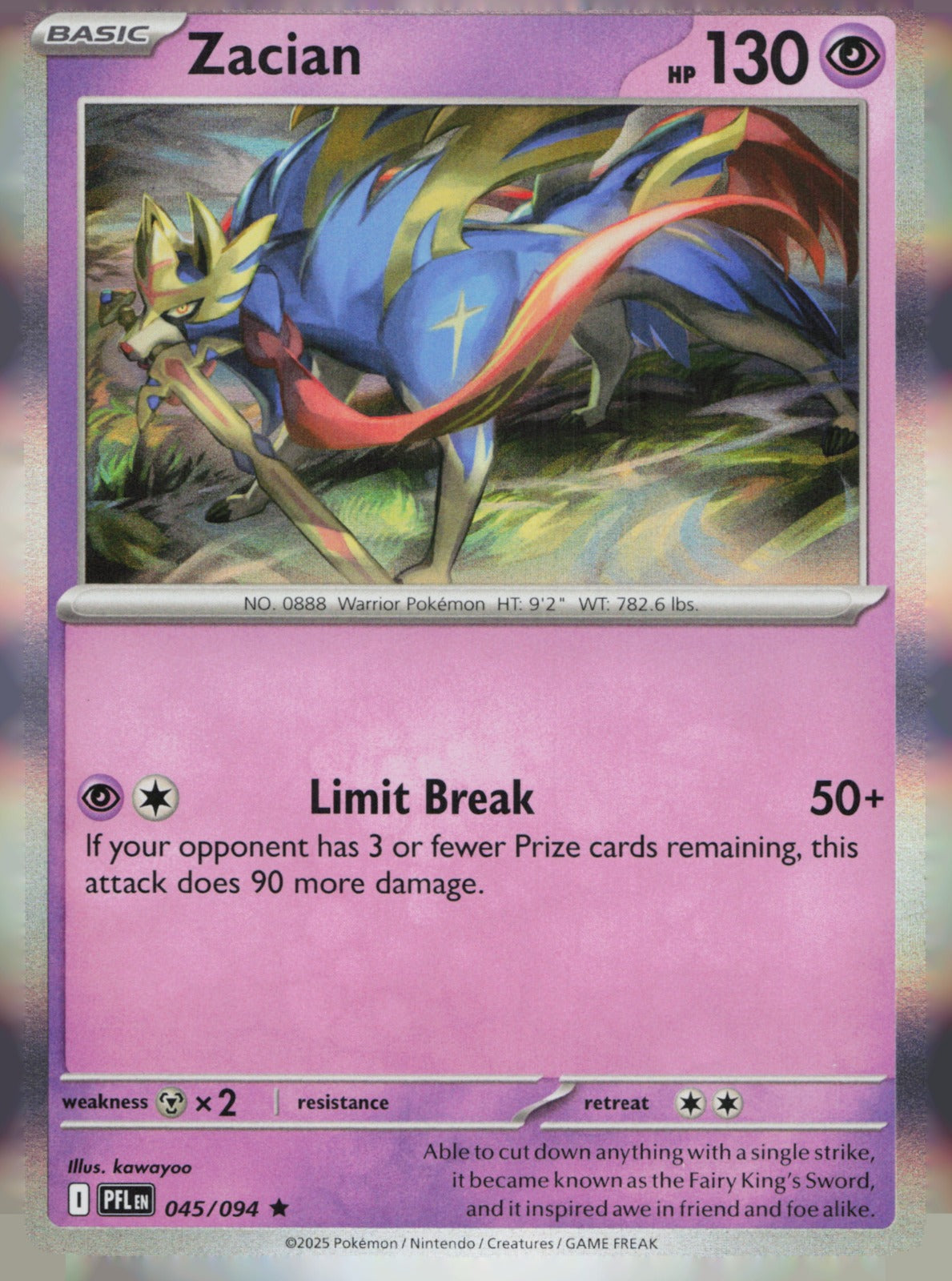 Zacian Holo Rare ME02: Phantasmal Flames 045/094 NM