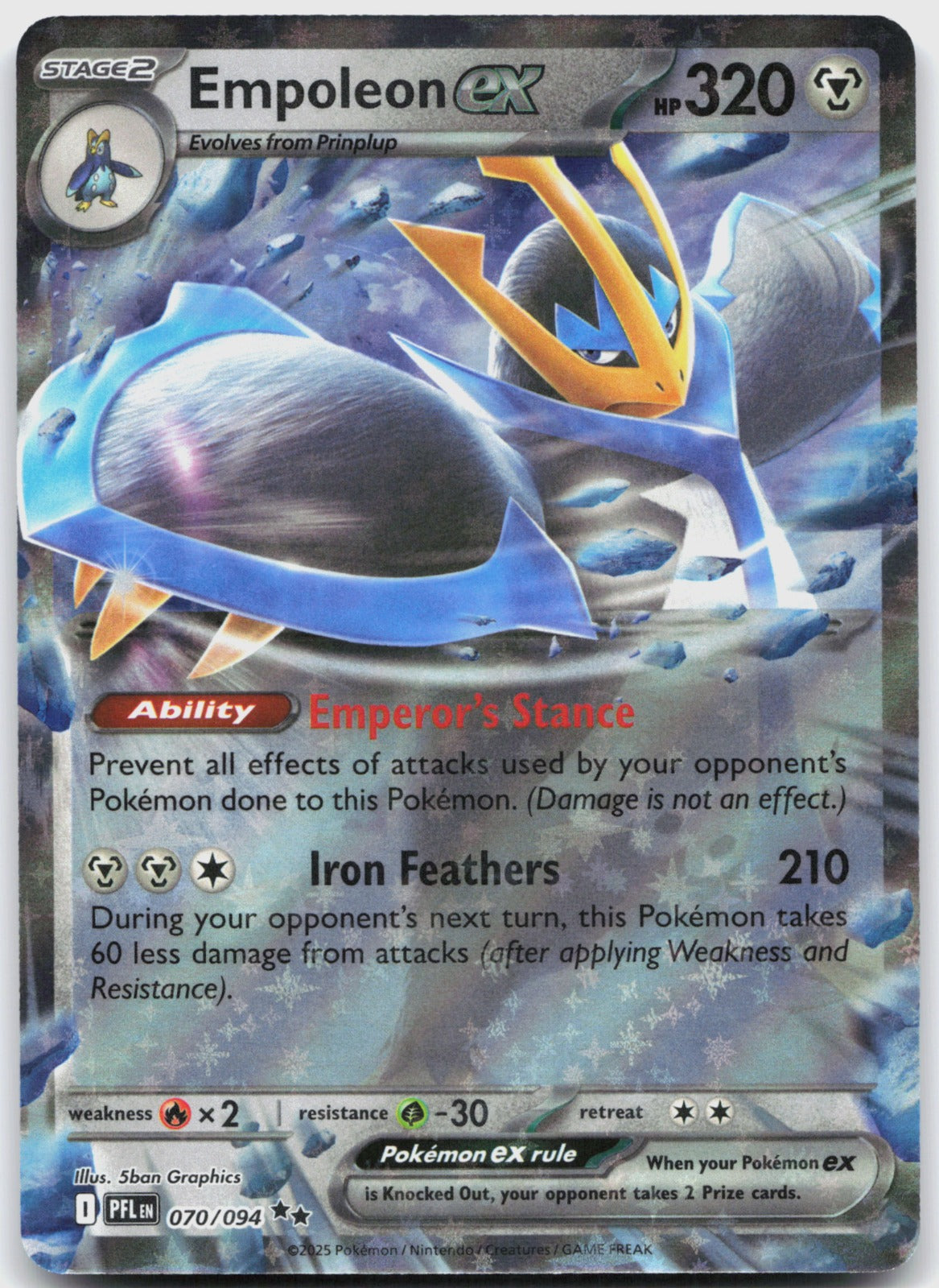 Empoleon ex Holo Double Rare ME02: Phantasmal Flames 070/094 NM