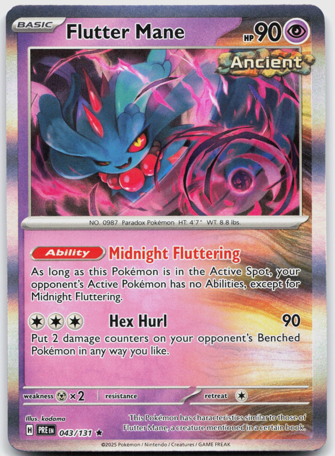 Flutter Mane Holo Rare SV: Prismatic Evolutions 043/131 NM