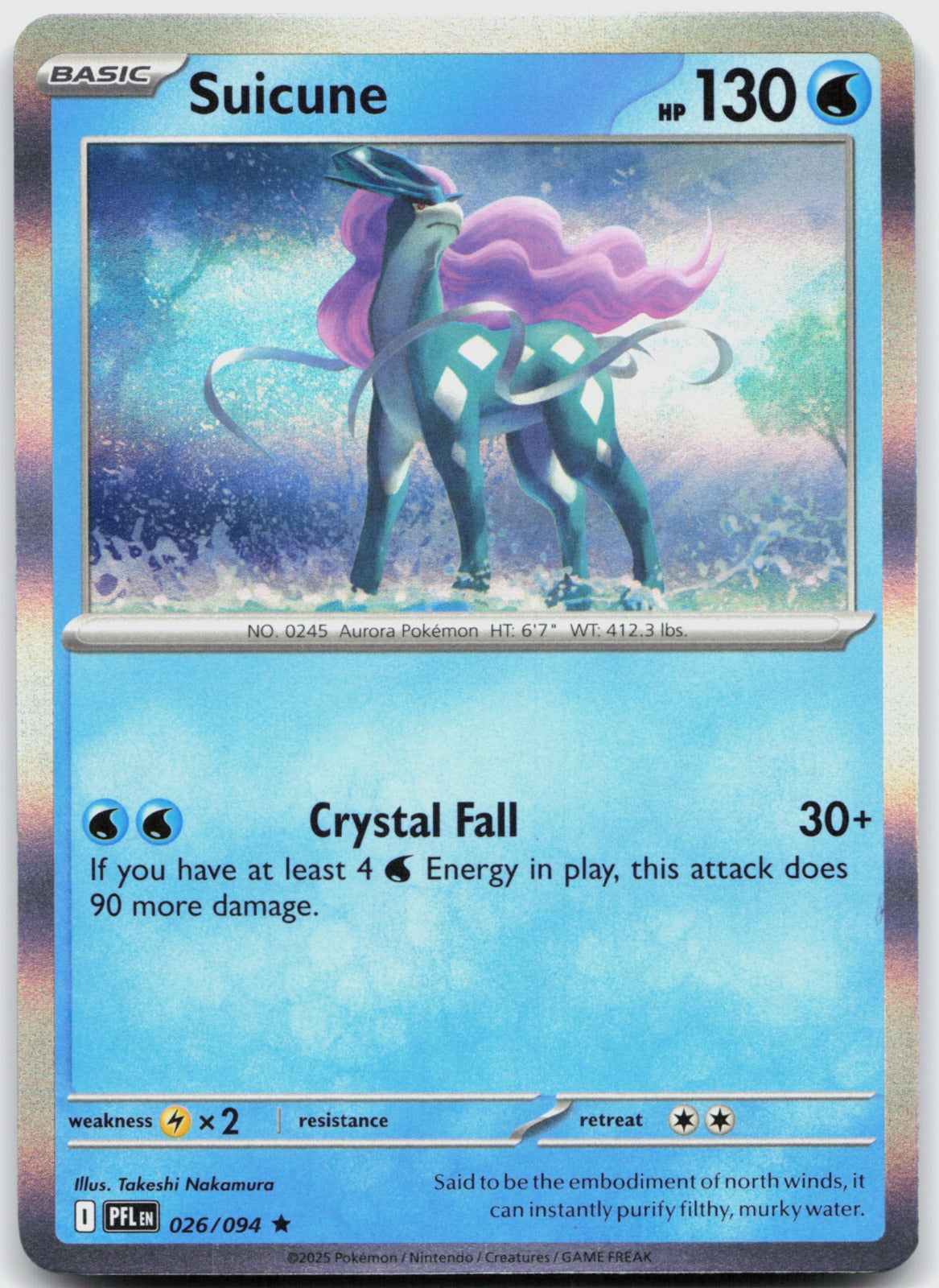 Suicune Holo Rare ME02: Phantasmal Flames 026/094 NM