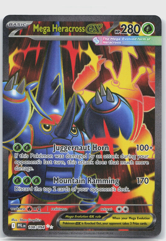 Mega Heracross ex Holo Ultra Rare ME02: Phantasmal Flames 108/094 NM