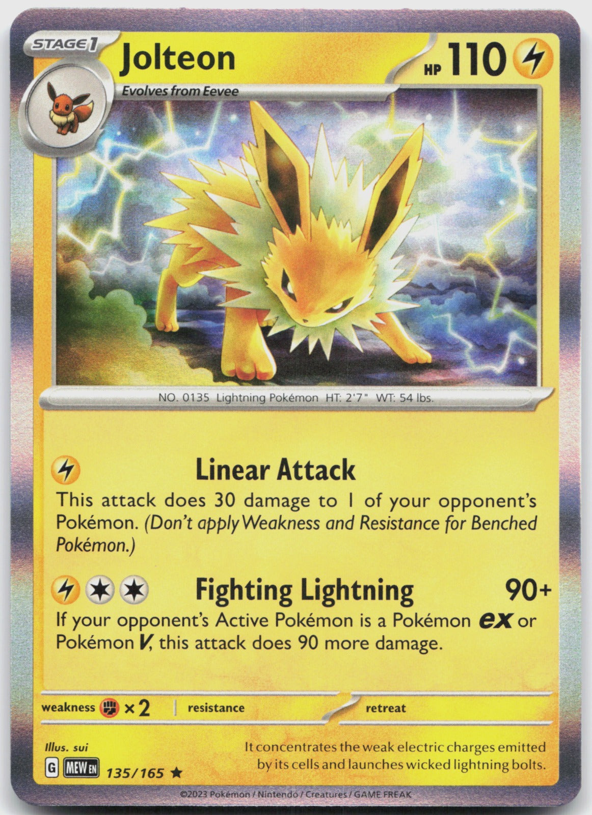 Jolteon Holo Rare SV: Scarlet & Violet 151 135/165 NM