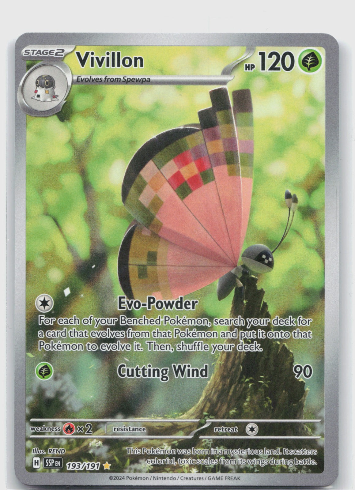 Vivillon Holo Illustration Rare SV08: Surging Sparks 193/191 NM