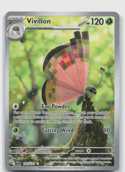Vivillon Holo Illustration Rare SV08: Surging Sparks 193/191 NM