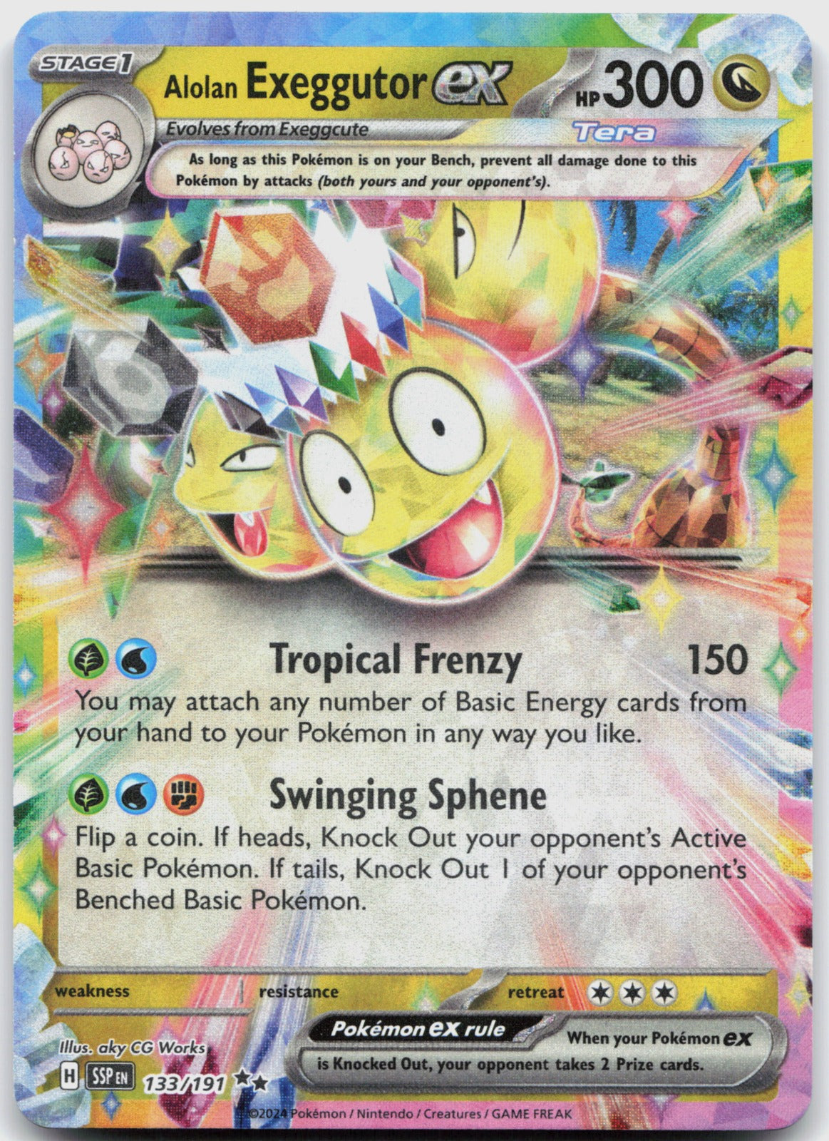 Alolan Exeggutor ex Holo Double Rare SV08: Surging Sparks 133/191 NM