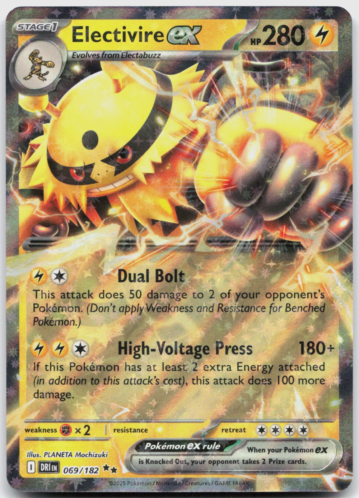 Electivire ex Holo Double Rare SV10: Destined Rivals 069/182 NM