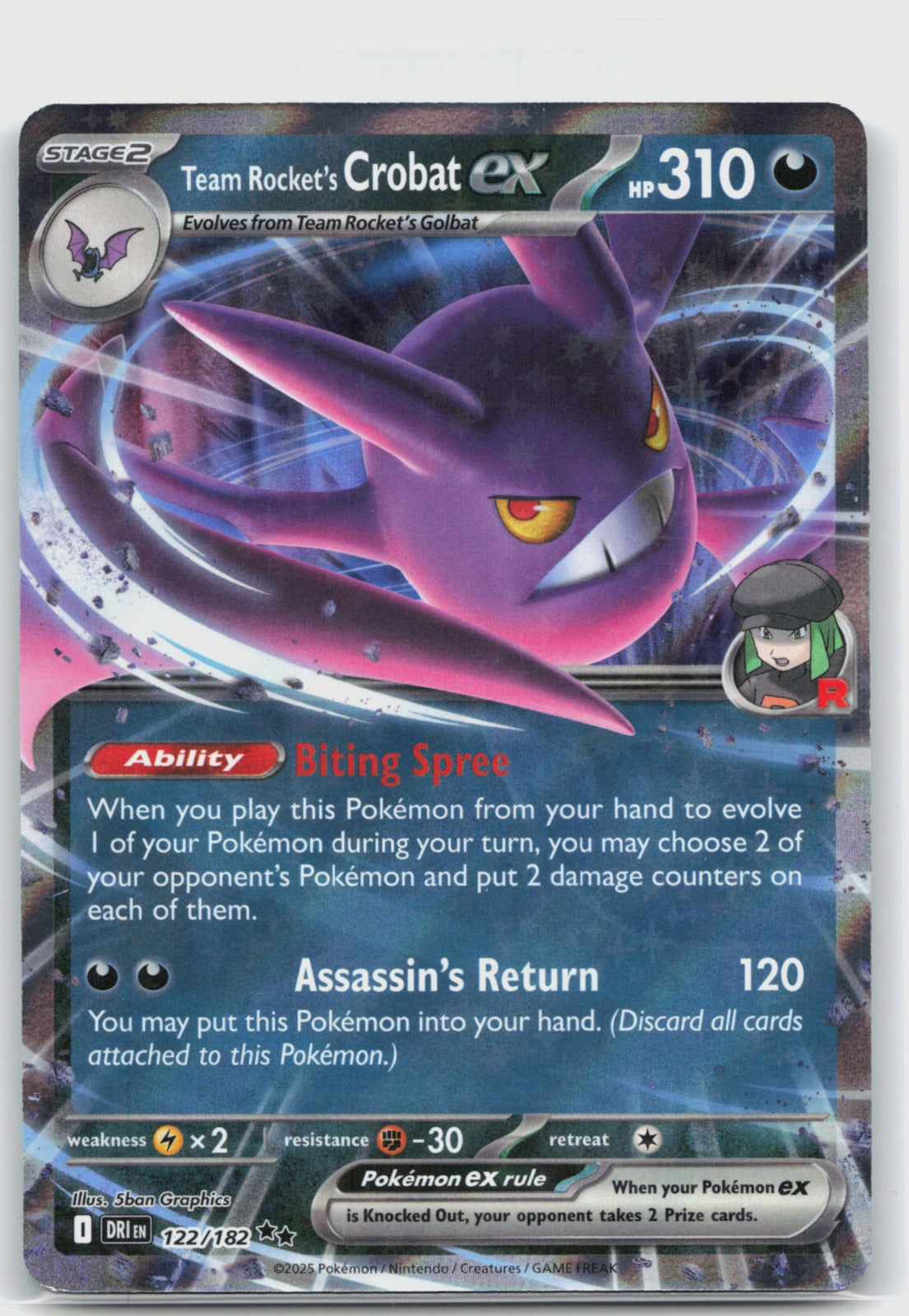 Team Rocket's Crobat ex Holo Double Rare SV10: Destined Rivals 122/182 NM