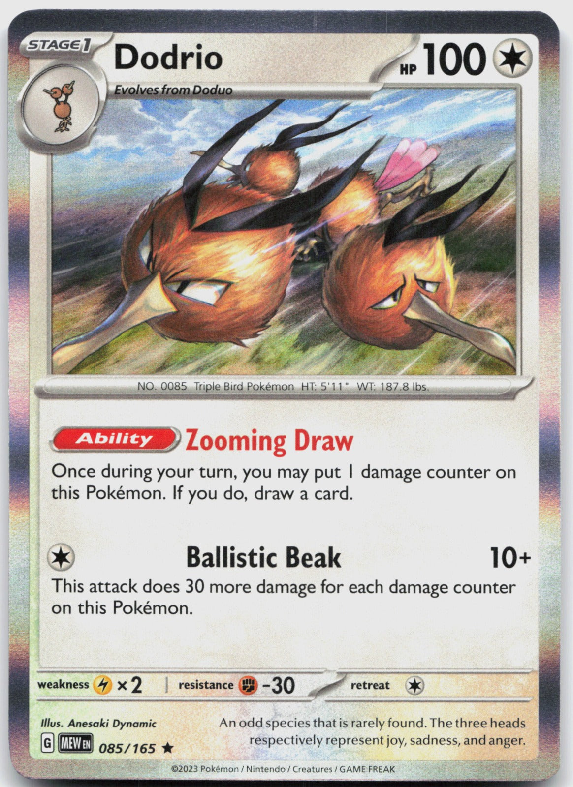 Dodrio Holo Rare SV: Scarlet & Violet 151 085/165 NM