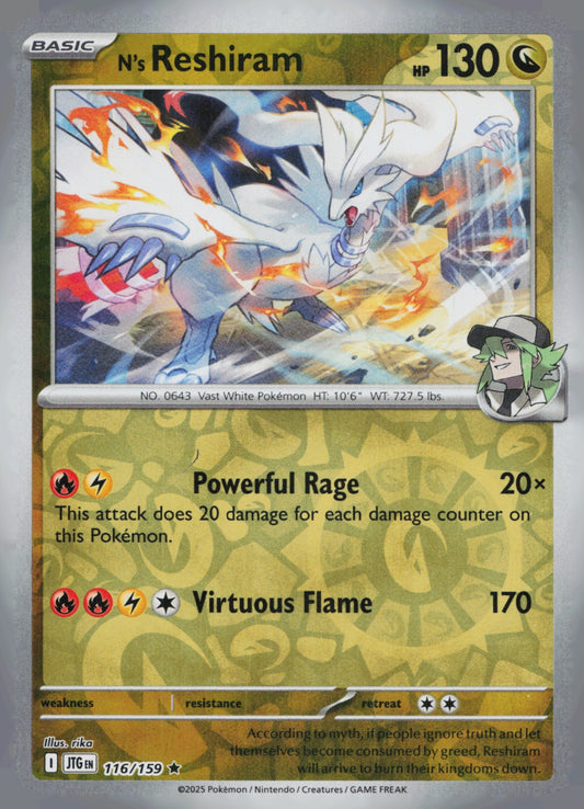 N's Reshiram Reverse Holo Rare SV09: Journey Together 116/159 NM