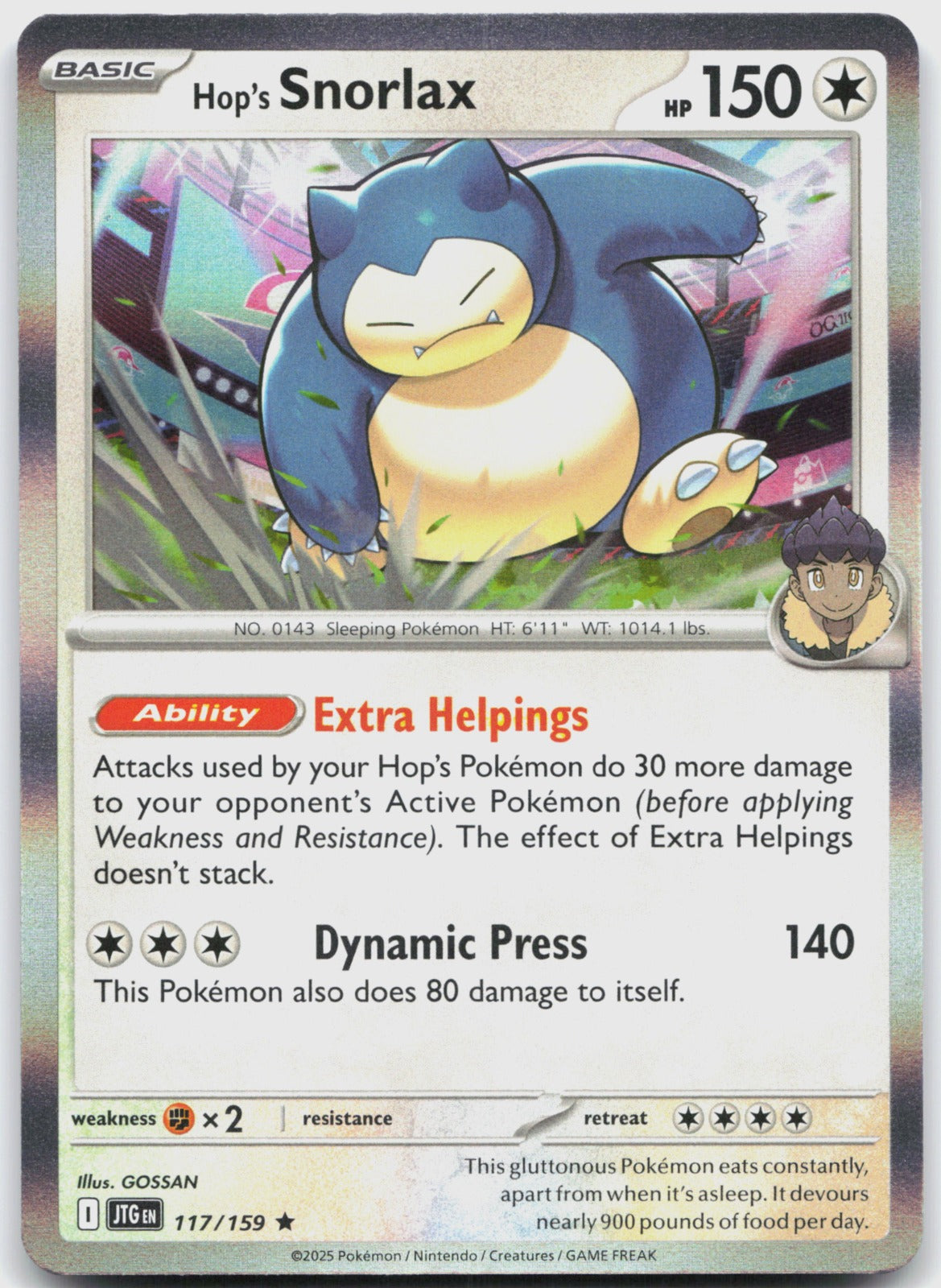 Hop's Snorlax Holo Rare SV09: Journey Together 117/159 NM
