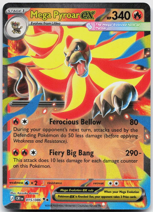 Mega Pyroar ex Holo Double Rare ME04: Chaos Rising 015/086 NM