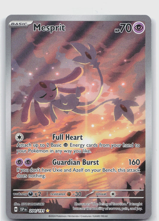 Mesprit Holo Illustration Rare SV08: Surging Sparks 204/191 NM