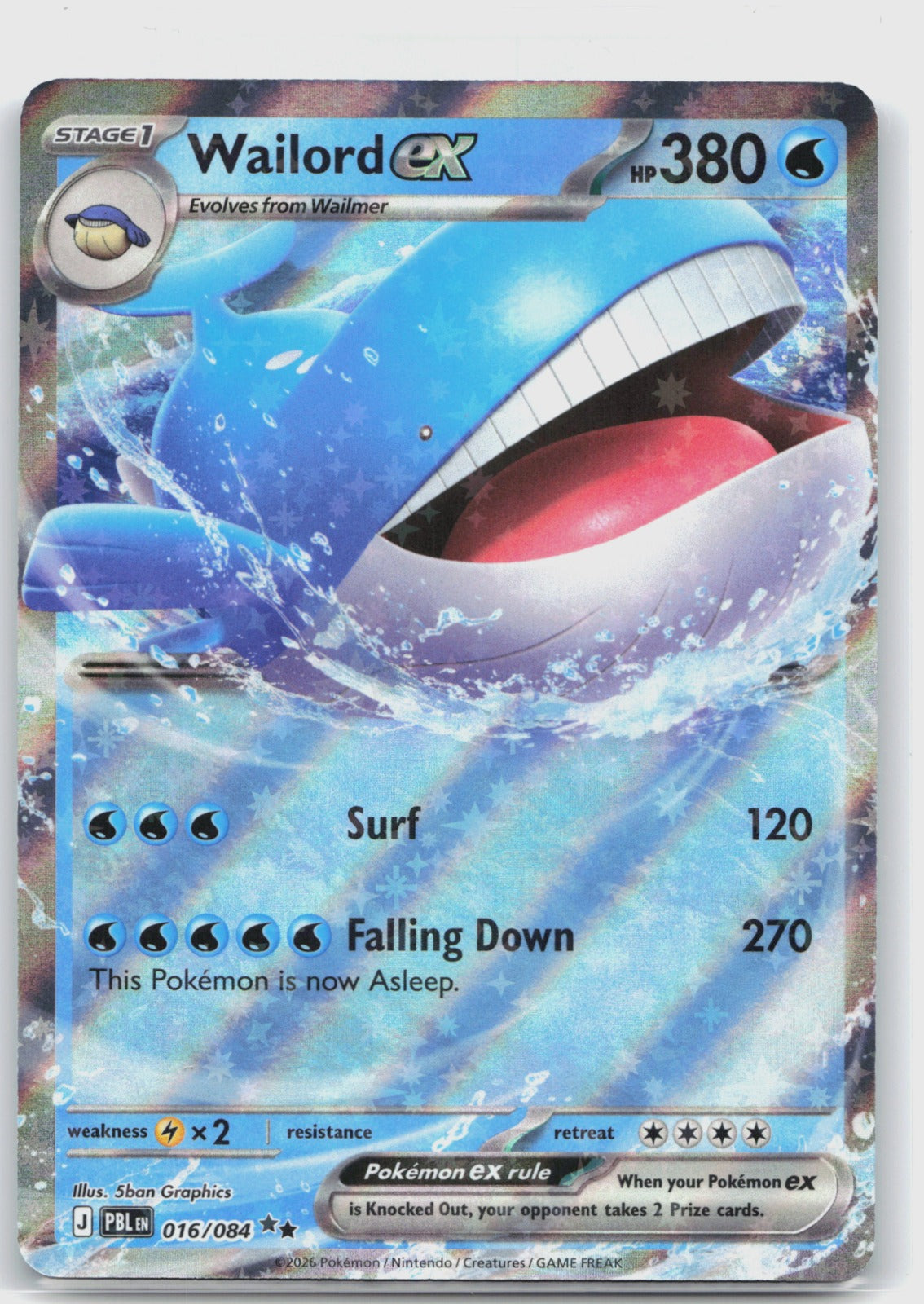 Wailord ex Holo Double Rare ME05: Pitch Black 016/084 NM