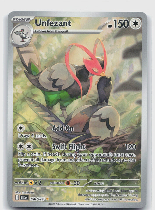 Unfezant Holo Illustration Rare SV: Black Bolt 150/086 NM