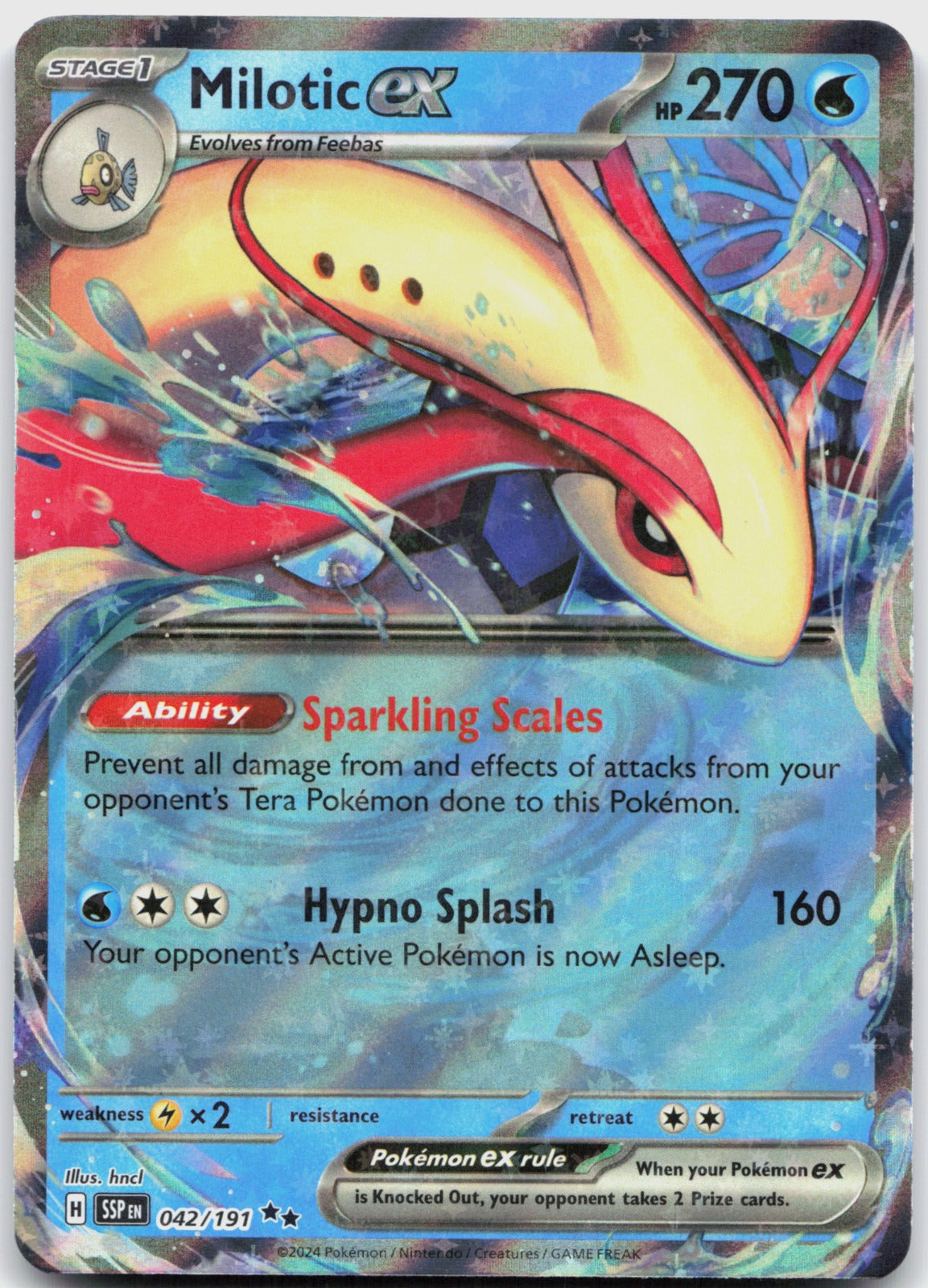 Milotic ex Holo Double Rare SV08: Surging Sparks 042/191 NM